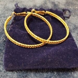 Gold Textured Hoop Earrings